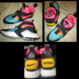 Nike Air Huarache City Pink Yellow Teal Black Strap Just Do It Womens Shoes 6.5